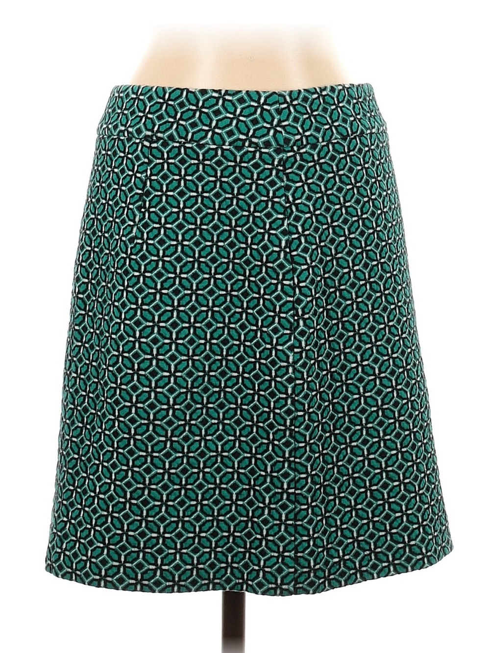 LOFT Teal Geometric A-Line Skirt